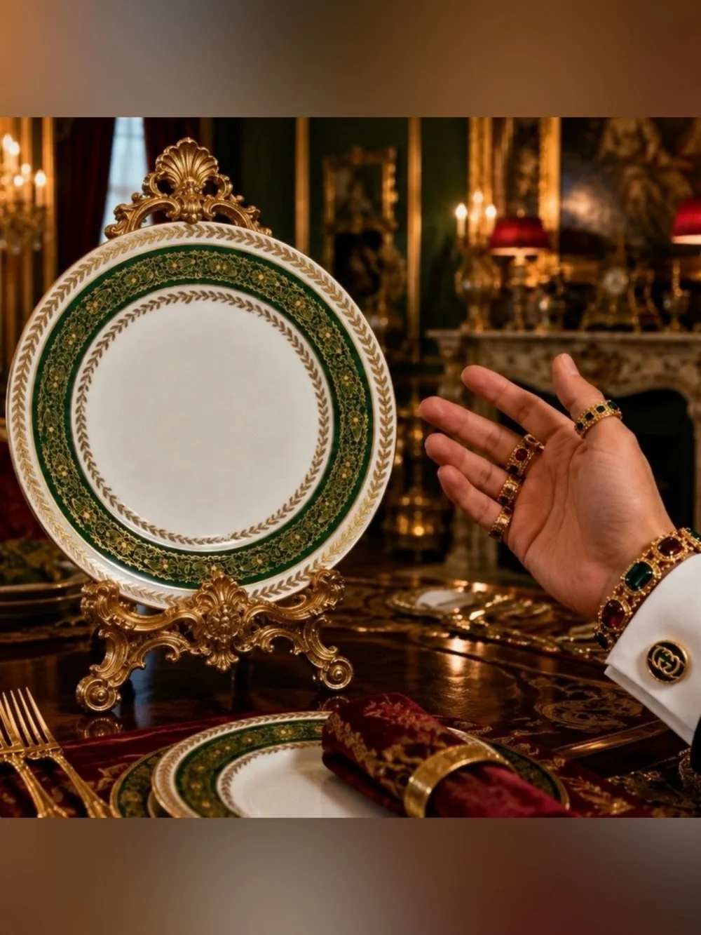 c. 1900 France T&V Tressemann & Vogt Limoges Antique Porcelain Dinner Plate GOLD
